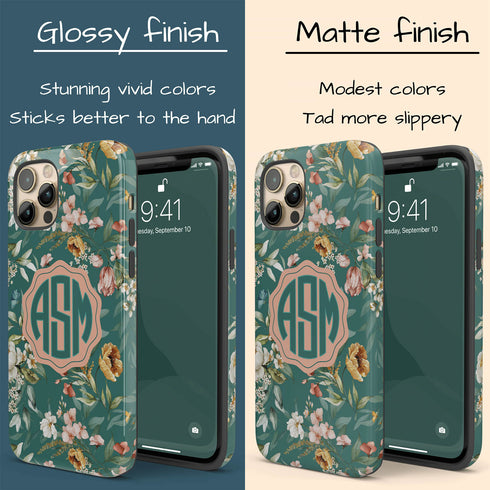 Watercolor Flowers Personalized Monogram iPhone Case